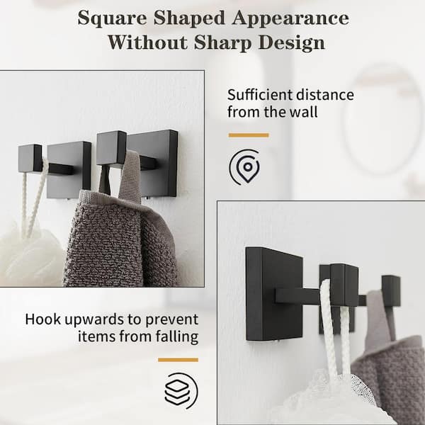 4-Piece Bath Hardware Set Black Bathroom Accessories with Towel Bar/Rack Included for Bathroom Towel Ring in Matte Black