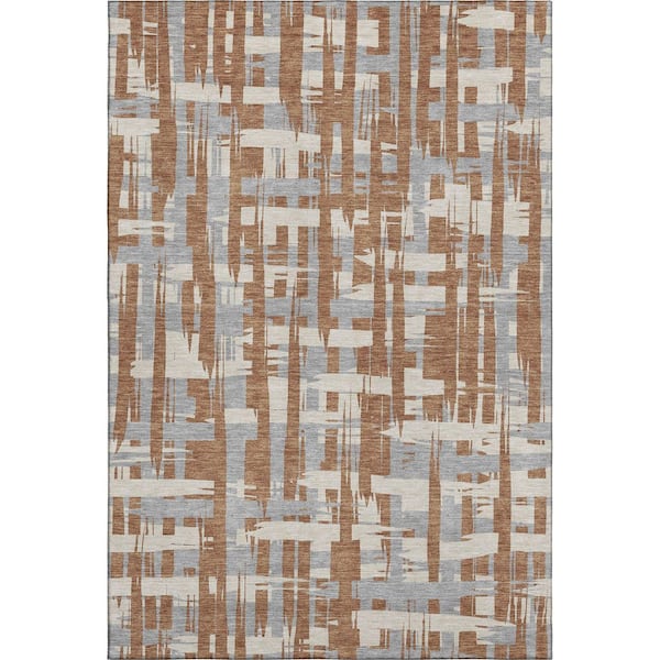 Mayfield Premium Machine Washable Abstract AMF1849 Paprika 5 ft. x 7 ft. 6 in. Area Rug
