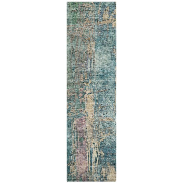 Chantille Machine Washable Indoor/Outdoor Abstract ACN2236 Teal 2 ft. 3 in. x 7 ft. 6 in. Runner Rug