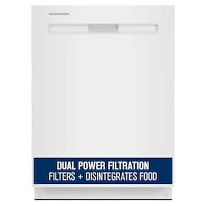 24 in. White Top Control Built-in Tall Tub Dishwasher with Dual Power Filtration, 47 dBA