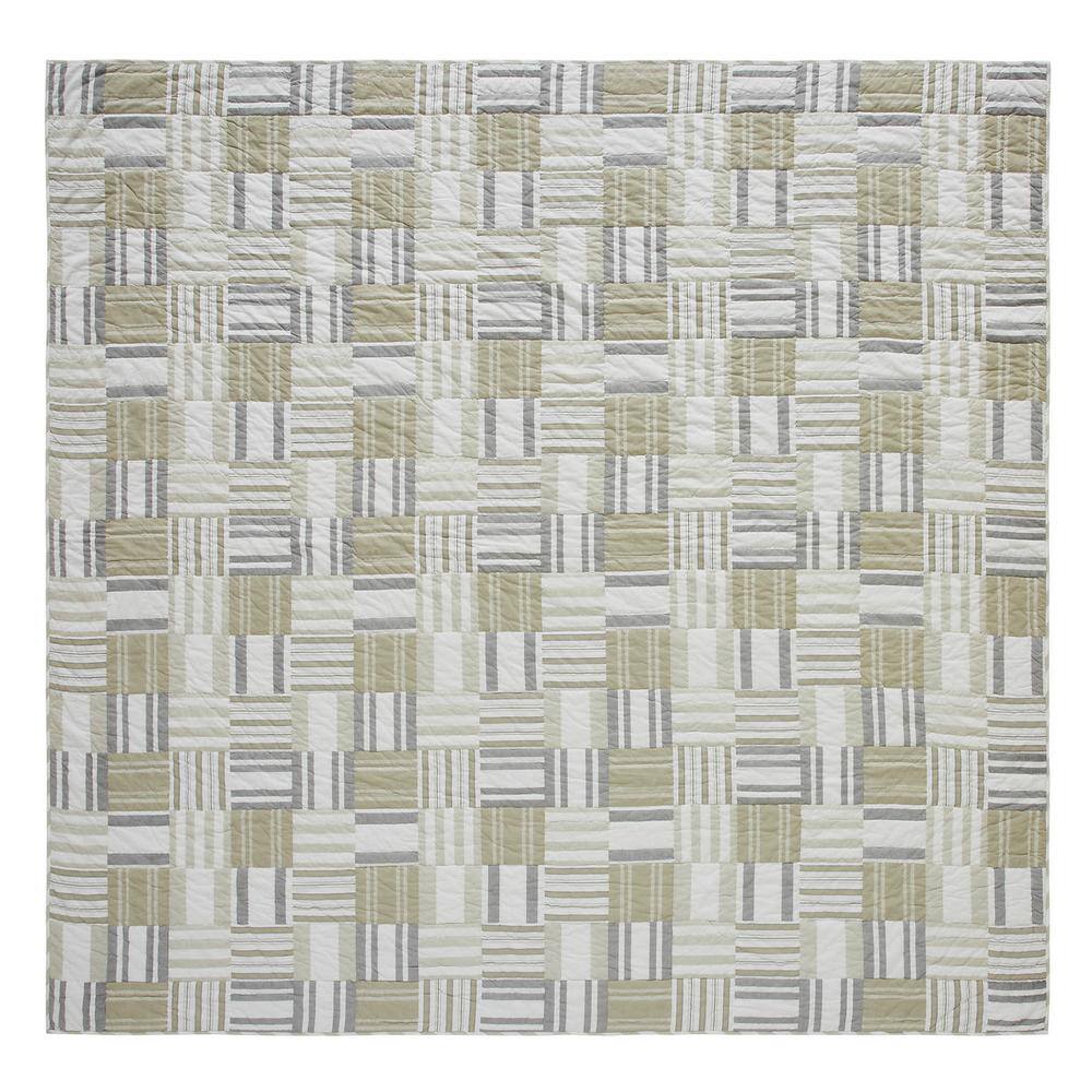King Size White Cotton Reversible Patchwork Quilt