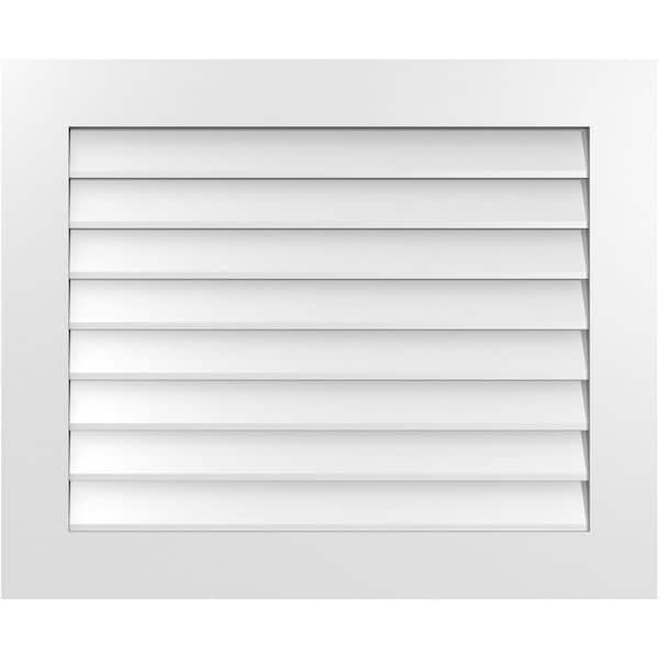 Ekena Millwork 34" x 28" Rectangular White PVC Paintable Gable Louver Vent Non-Functional