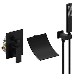 8.1 in. 1-Jet Shower System with Hand Shower Head Tub Faucet in Matte Black