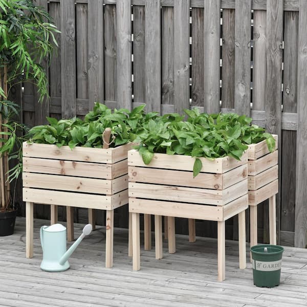 20 in. x 12 in. x 24 in. Wood Raised Garden Bed, Elevated