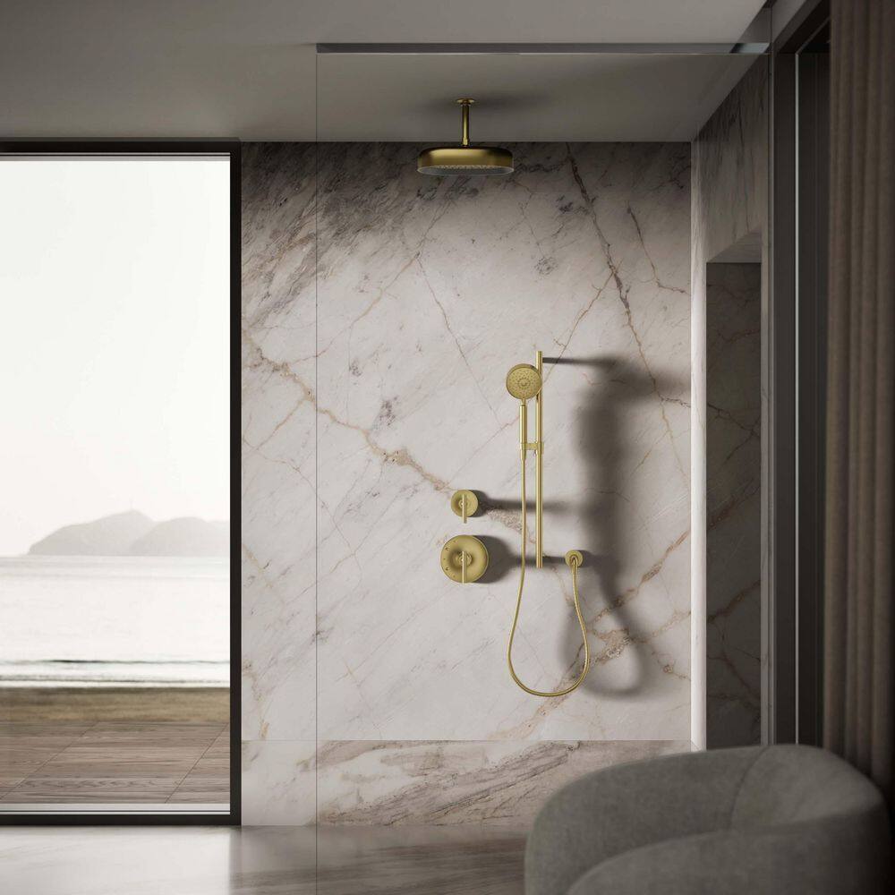 Vibrant Brushed Brass Oval Rain Shower Head with Adjustable Spray