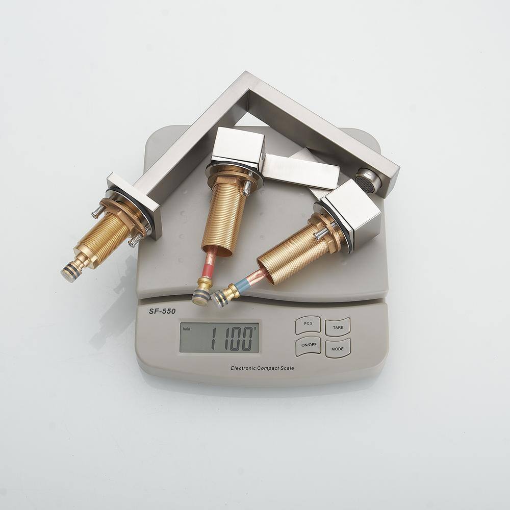Brushed Nickel Widespread Double Handle Low-Arc Bathroom Faucet