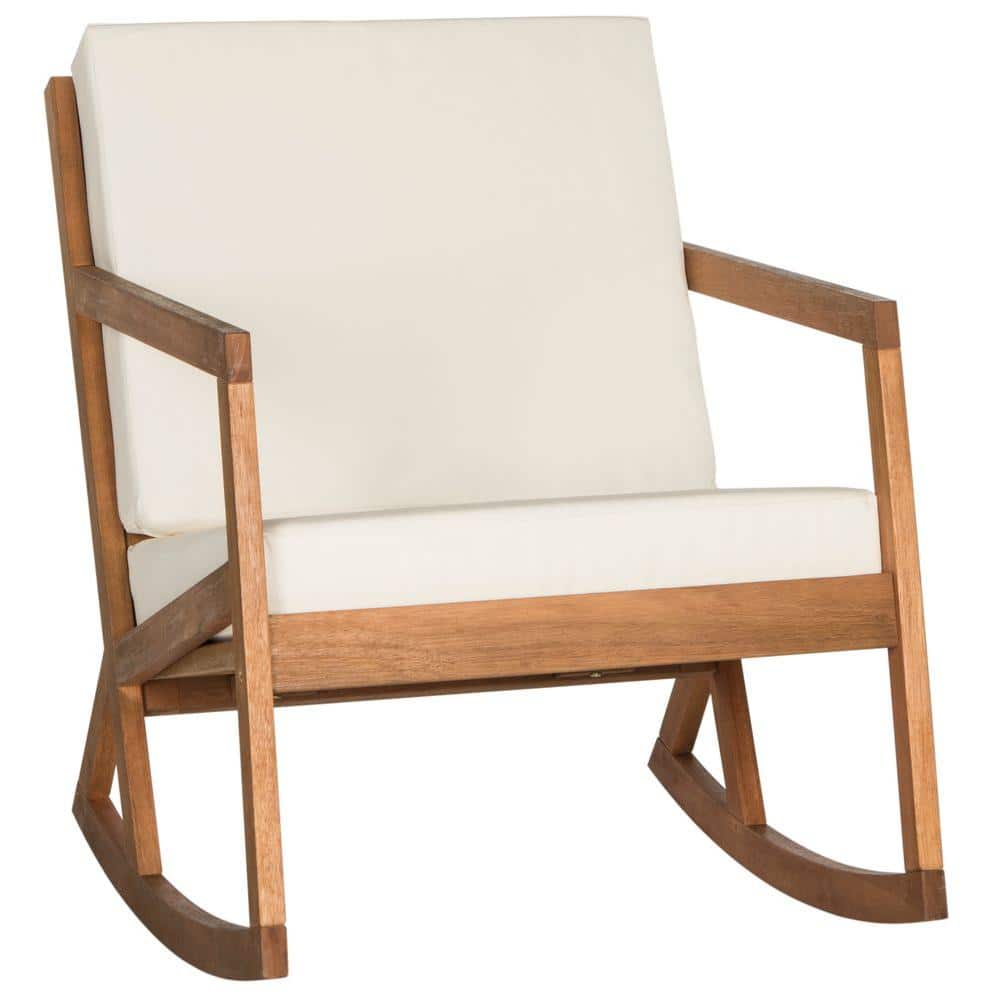 Eucalyptus Brown Wooden Rocking Chair with Cushions