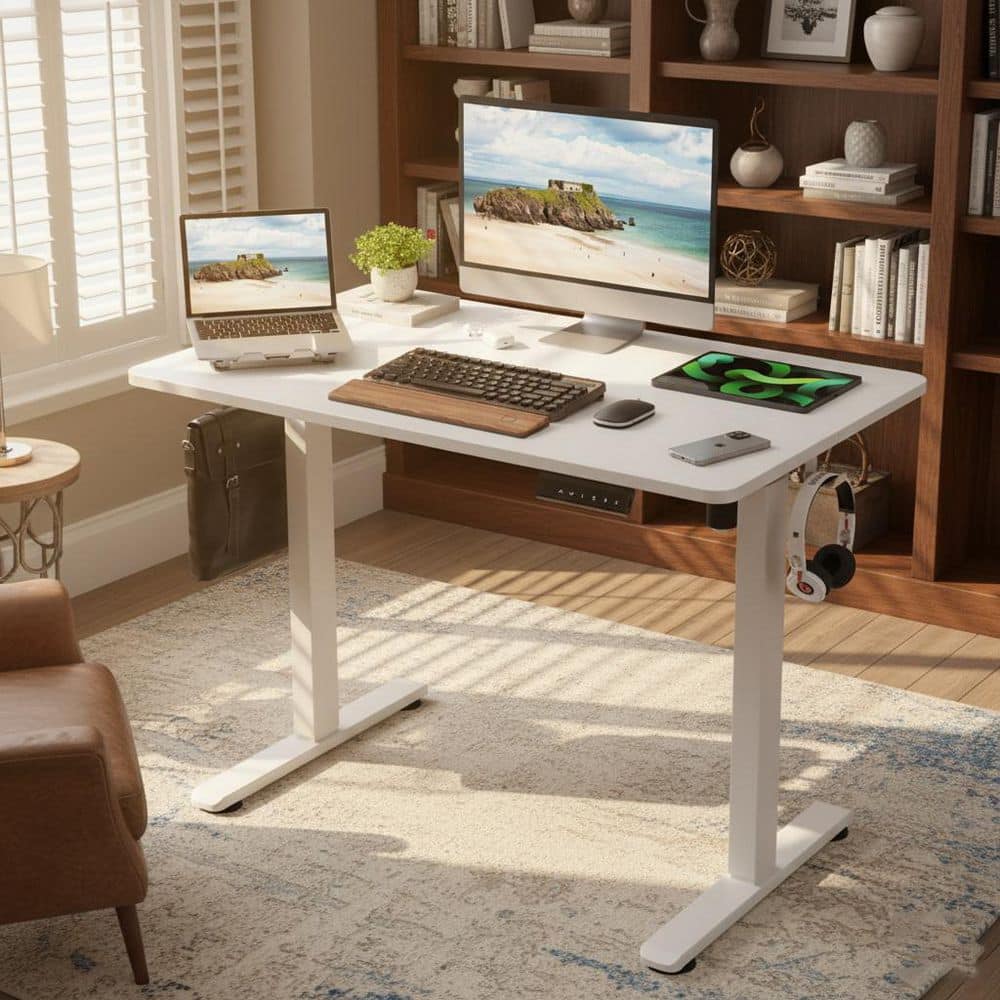 Homy Casa NPMASD 40 in. Cloud White Frame Frosted Pearl Top