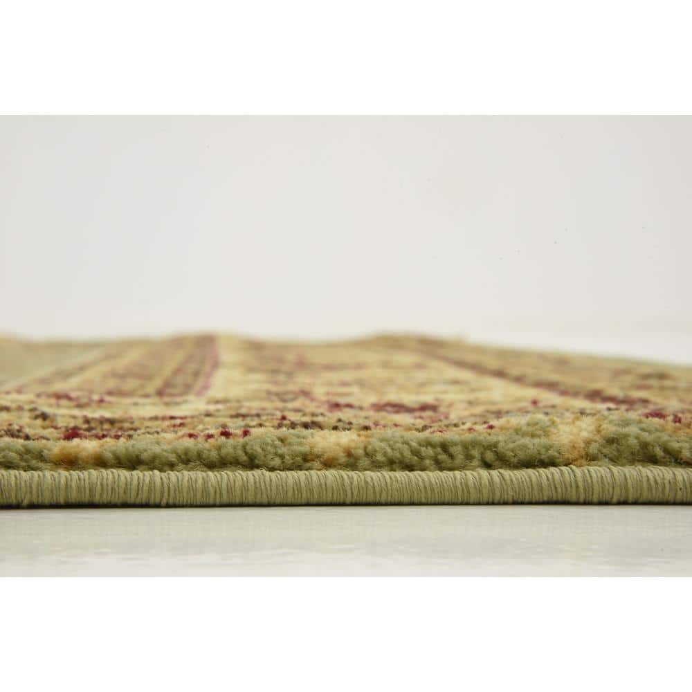 Green Rectangular Synthetic Easy Care Area Rug
