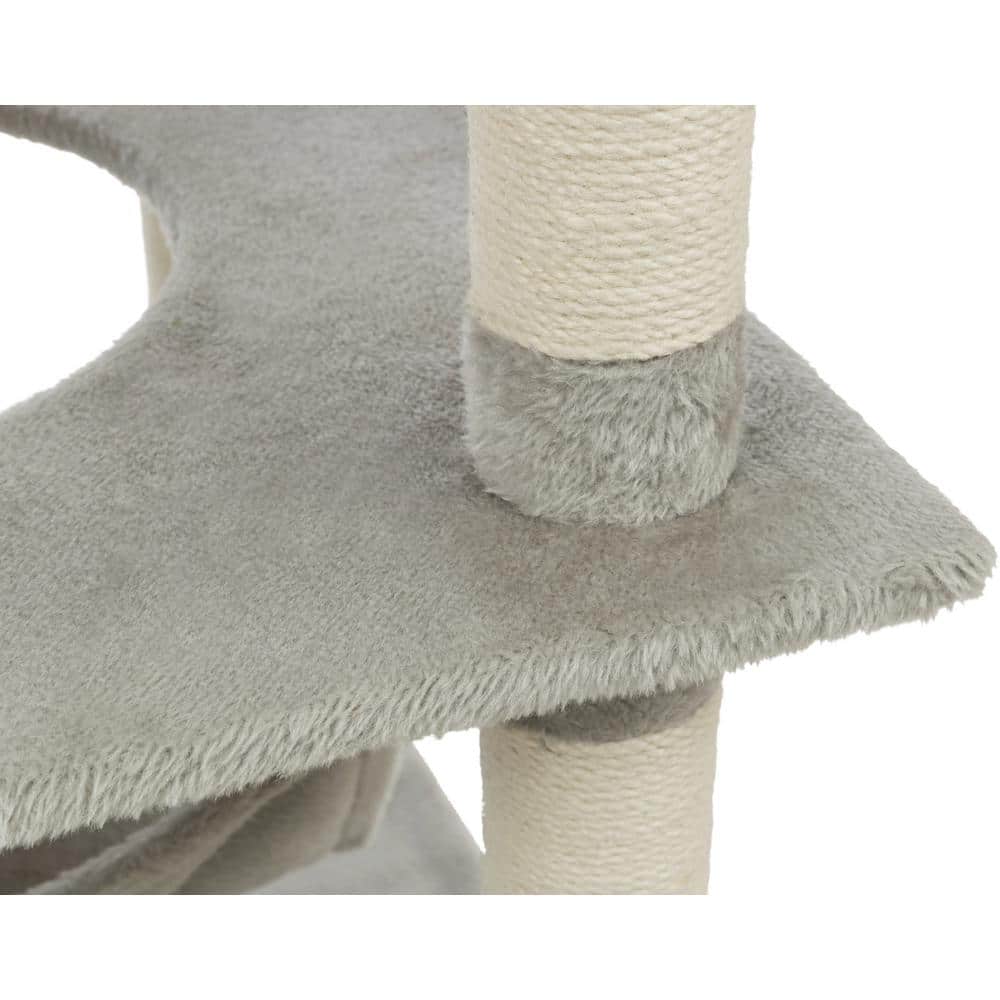 Abby 63.5'' Gray Sisal Cat Tree with Plush Platforms