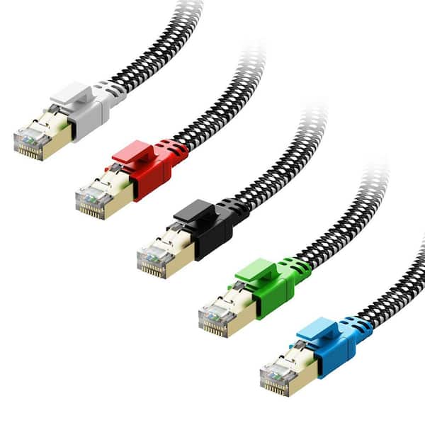 Cat 8 1.5 ft. RG6 Shielded Gold Plated Ethernet Cable Wire-Multi Color