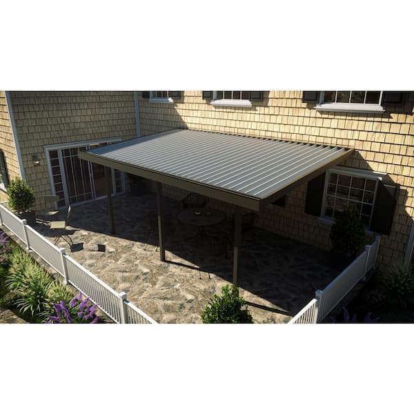 Optima High Performance 22 ft. x 12 ft. Dark Bronze Frame White Roof Aluminum Patio Cover 20 lbs. Snow Load with 3-Posts