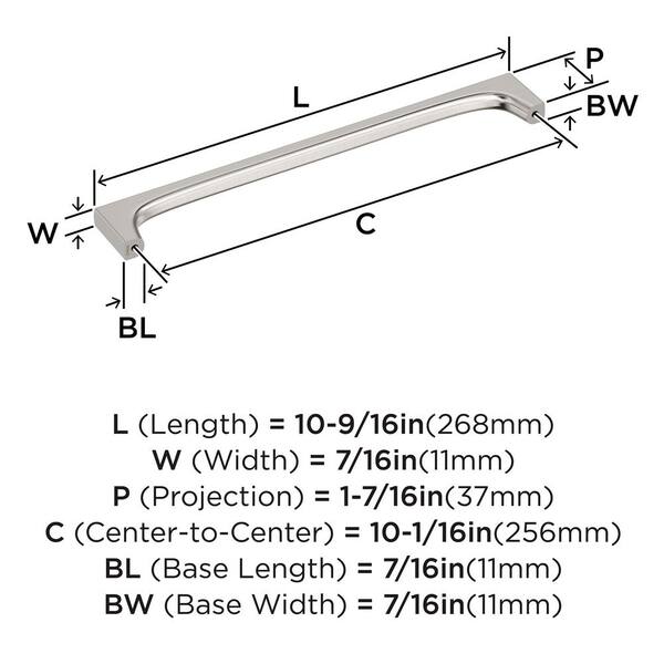 Amerock Merced 10-1/16 in. (256mm) Center-to-Center Satin Nickel