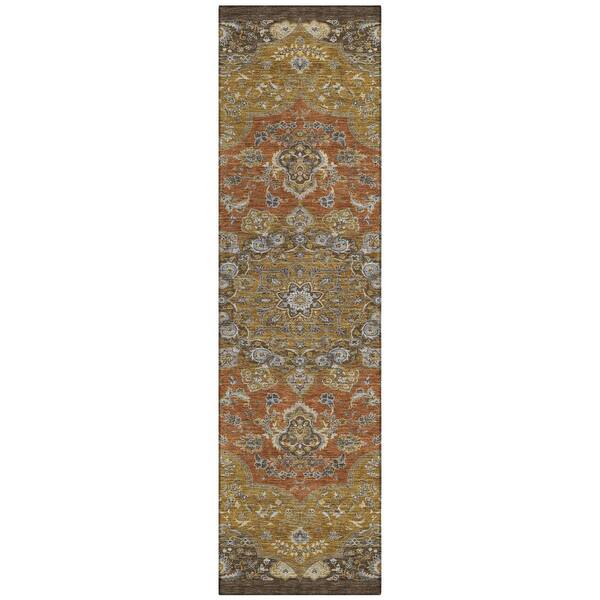 Chantille Machine Washable Indoor/Outdoor Abstract ACN2853 Paprika 2 ft. x 7 ft. Runner Rug