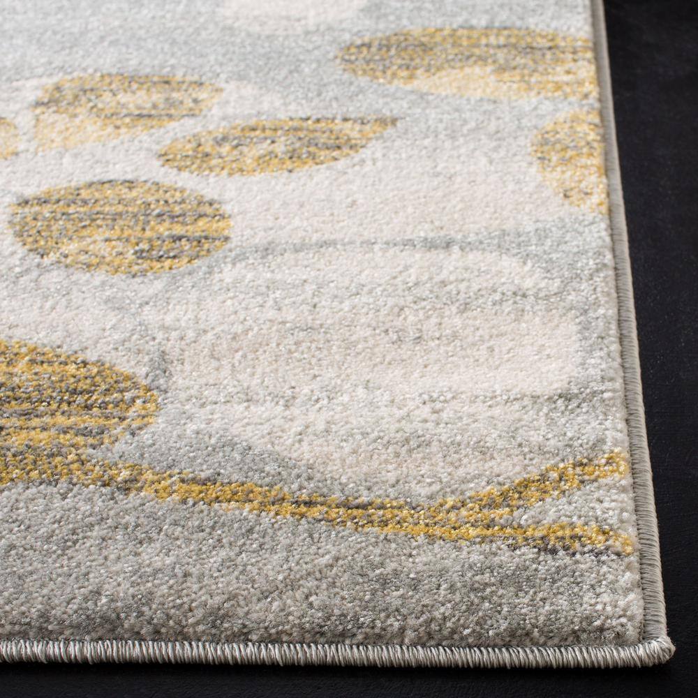 Evoke Gray and Gold Floral Synthetic Area Rug