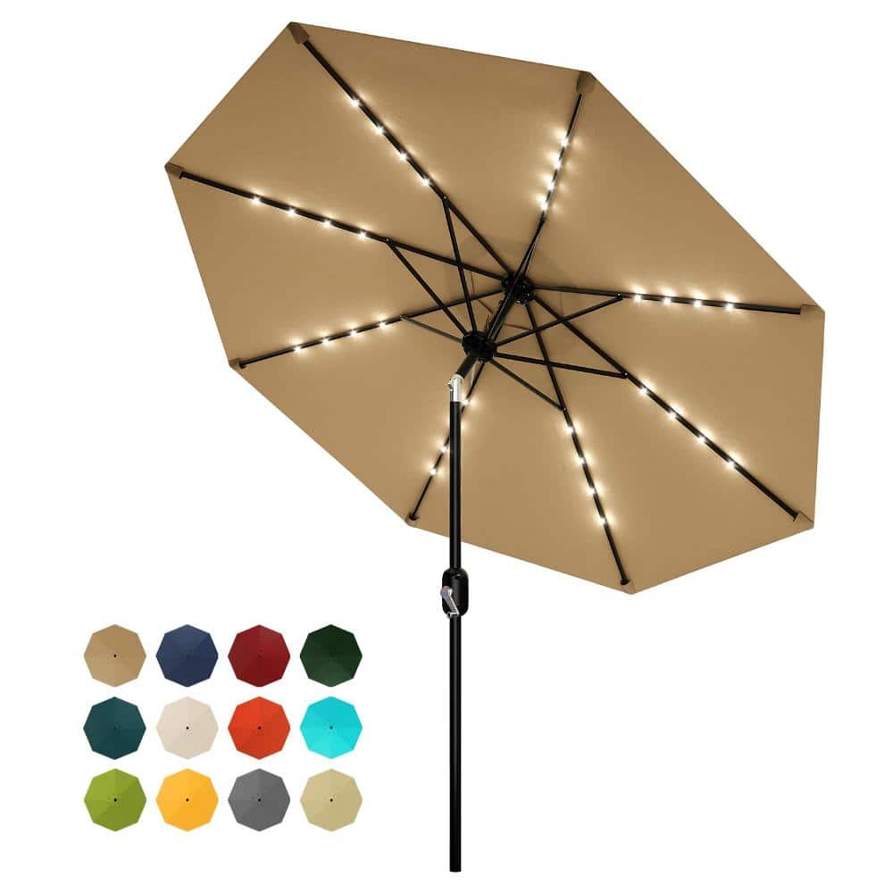 10FT Patio Umbrella with Solar Lights Outdoor Table Umbrella with Tilt,  Crank, for Garden Backyard Poolside price history on PriceWatchPro