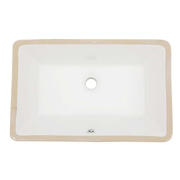 21 in. Drop-In/Undermount Single Bowl White Ceramic Kitchen Sink with Overflow