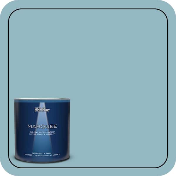 BEHR MARQUEE 1 qt. #PPU13-09 Tahoe Blue One-Coat Hide Satin Enamel Interior Paint & Primer