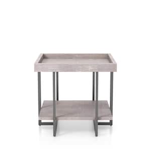 Triblisi 23.25 in. H Gray and Gun Metal End Table