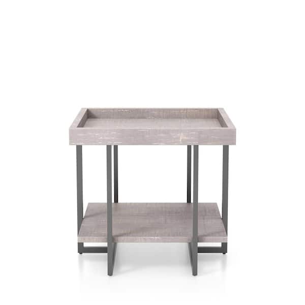 Furniture of America Triblisi 23.25 in. H Gray and Gun Metal End Table
