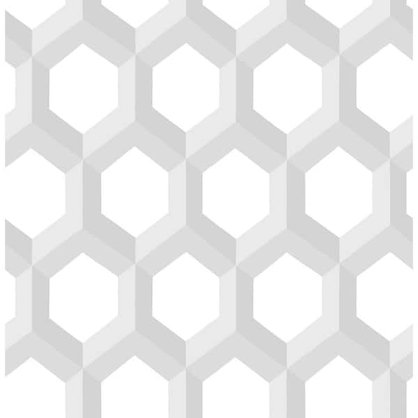 A-Street Prints Hex Grey Geometric Paper Strippable Roll Wallpaper (Covers 56.4 sq. ft.)