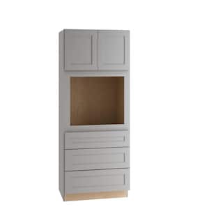 Tremont Pearl Gray Painted Plywood Shaker Assembled Double Oven Kitchen Cabinet Soft Close 33 in W x 24 in D x 84 in H