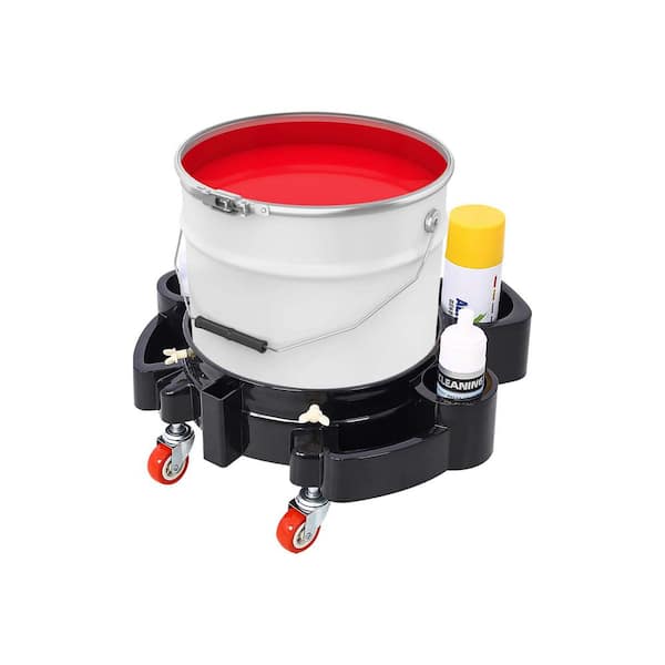 Black and Red 15 in. Removable Rolling Bucket Dolly with 5 360° Roll Swivel Casters for 5-Gallon Buckets