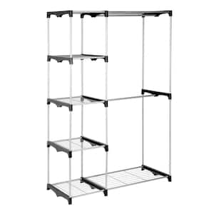 Silver Steel Clothes Rack 45.87 in. W x 67.72 in. H