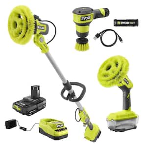 ONE+ 18V Soap Dispensing Scrubber & Compact Power Scrubber Kit w/2Ah Battery, Charger & USB Lithium Compact Scrubber Kit