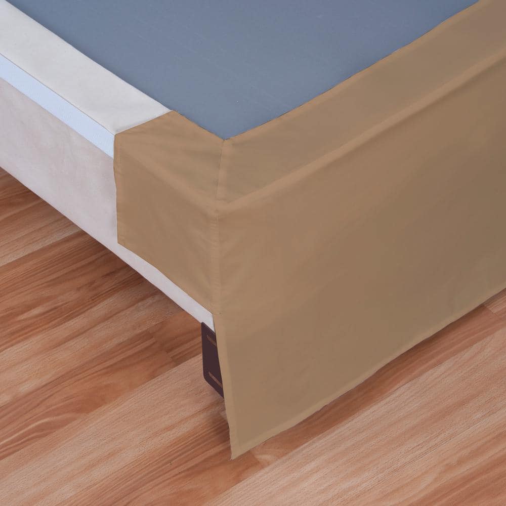 King Size Brown Polyester Bed Skirt with Split Corners