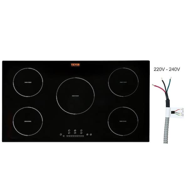 Electric Cooktop 36 in. 5-Elements Ceramic Induction Stove Top 9200-Watt Built-In Magnetic Cooktop, Black