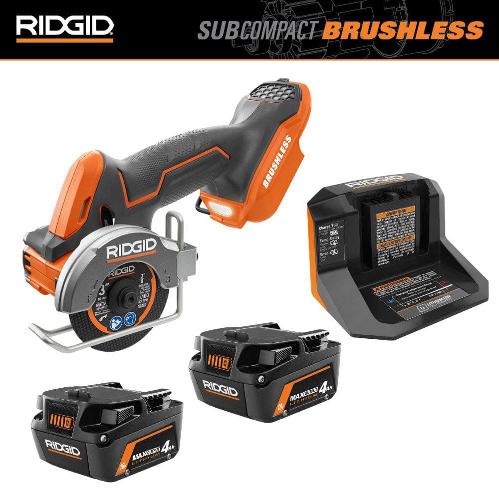 RIDGID 18V Max Output (2) 4.0Ah Battery and Charger with FREE Brushless  Subcompact Multi Material Saw R87547K2SB - The Home Depot