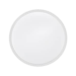 15 in. White Round Dimmable Integrated LED Flush Mount Ceiling Light Adjustable CCT