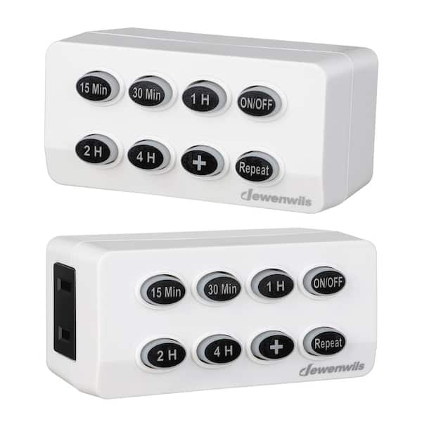 DEWENWILS Indoor Countdown Timer with Repeat Function and Lit Up Buttons, Auto Shut Off Timer Outlet, 2-Pack