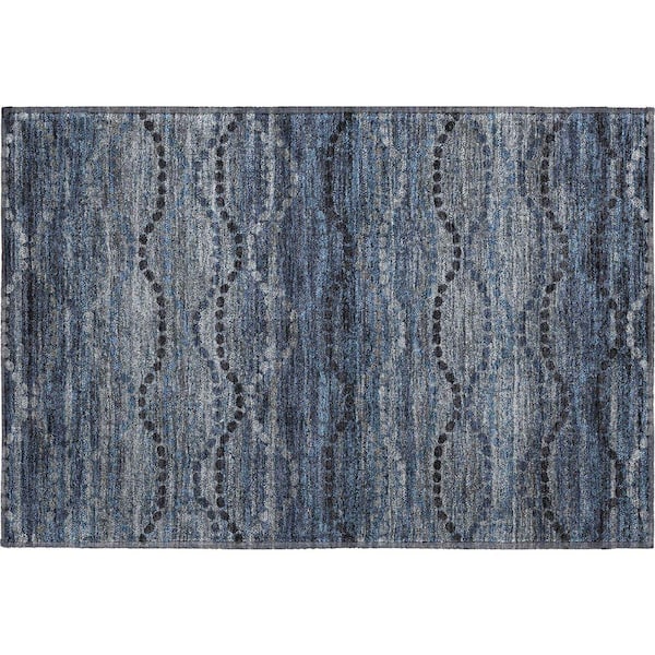 Mayfield Premium Machine Washable Abstract AMF2031 Navy 2 ft. x 3 ft. Accent Rug