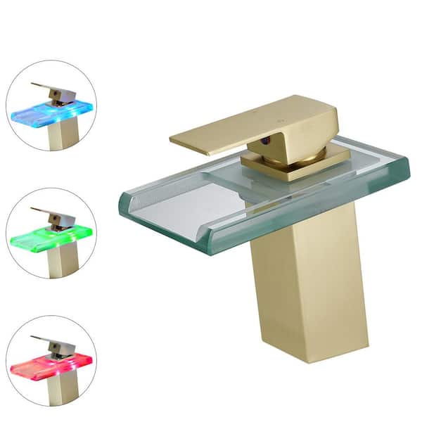 Tahanbath Single Handle Single Hole Waterfall Bathroom Sink Faucet 3-Colors in Gold