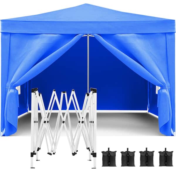 Sudzendf 10 ft. x 10 ft. Blue Folding Pop Up Canopy, Outdoor Event Shelter with 4-Removable Sidewalls, Weight Bag and Carry Bag