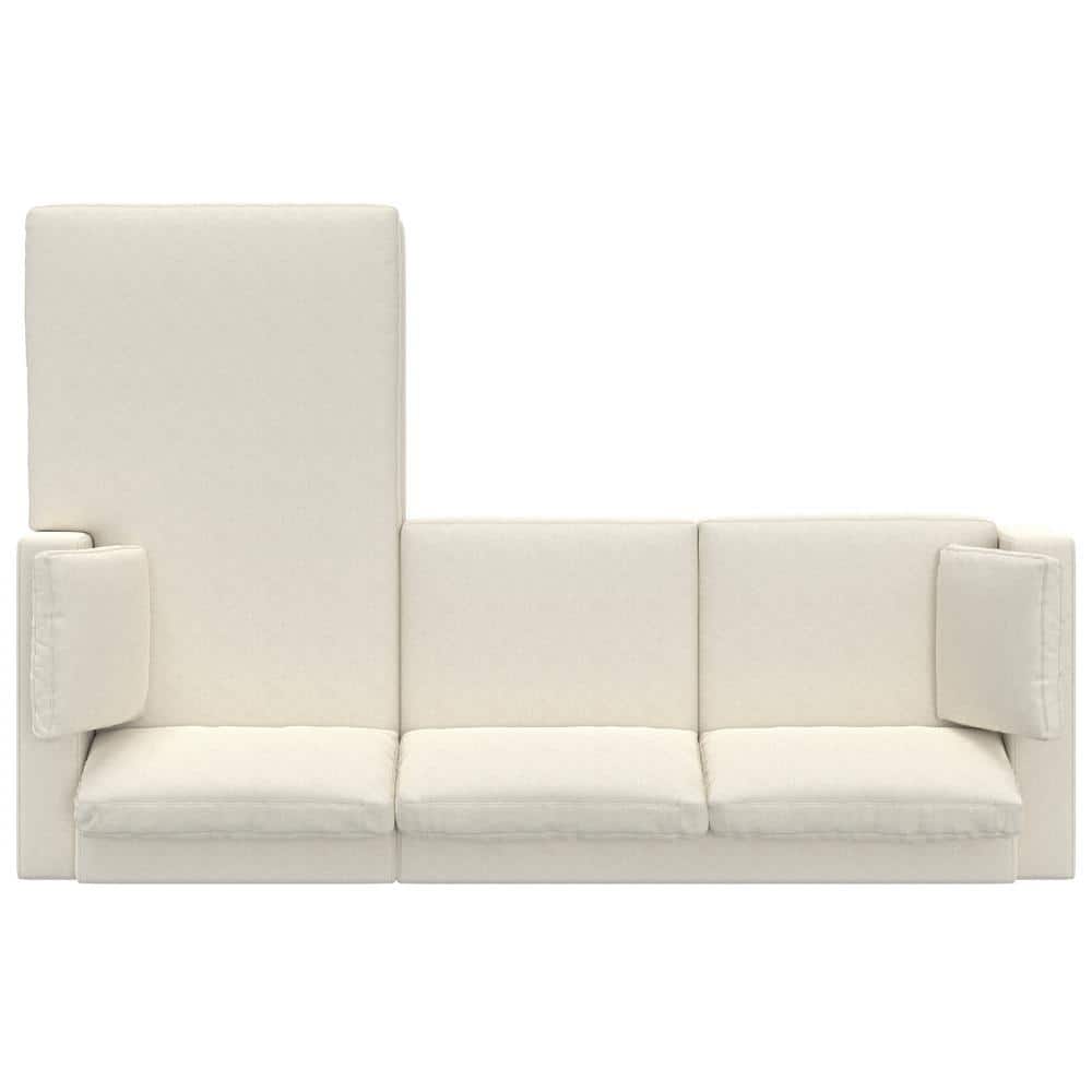 Cream Fabric Right-Facing Sectional Sofa with Chaise