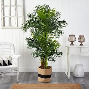 6 ft. Green Hawaii Artificial Palm Tree in Handmade Natural Cotton Planter
