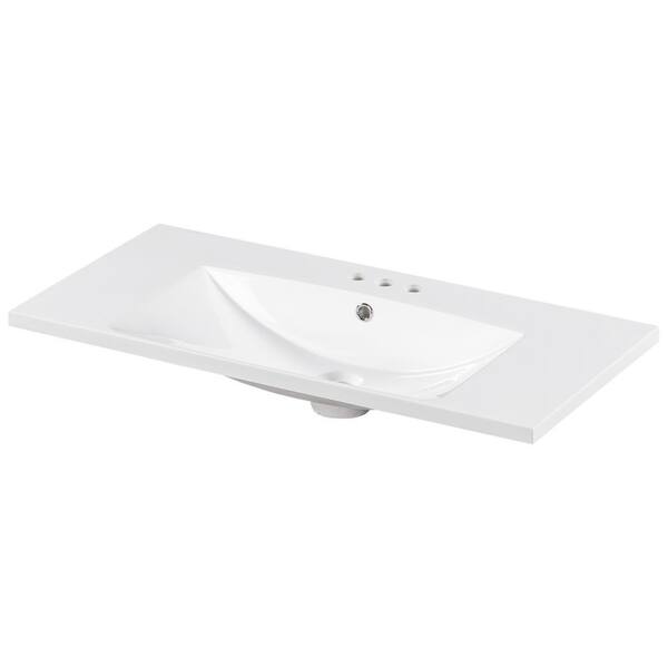 Flynama 36 in. Single Bathroom Basin Sink, Vanity Top Only, 3