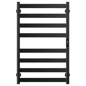 Electric Towel Warmer Wall Mount Heated Towel Rack 8-Bars Plug in Hardwired Black