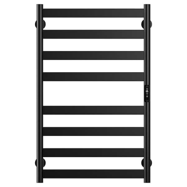 Electric Towel Warmer Wall Mount Heated Towel Rack 8-Bars Plug in Hardwired Black
