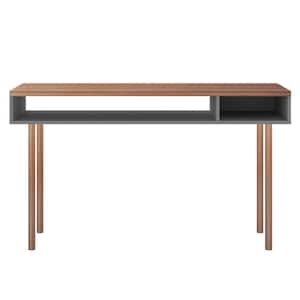 Hampton 48 in. Gray/Natural Standard Rectangle Console Table with 2-Shelves