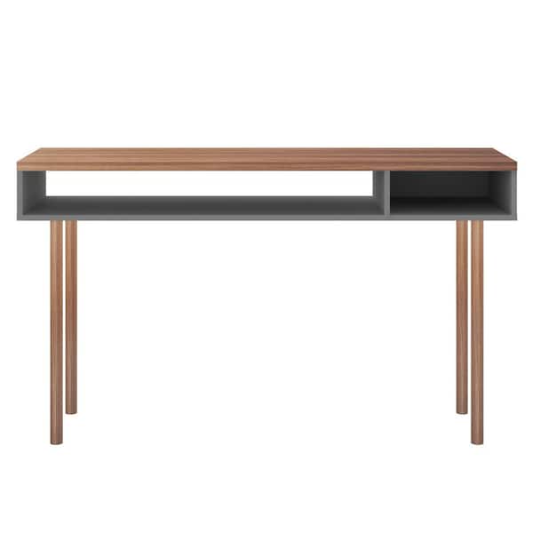 Luxor Hampton 48 in. Gray/Natural Standard Rectangle Console Table with 2-Shelves