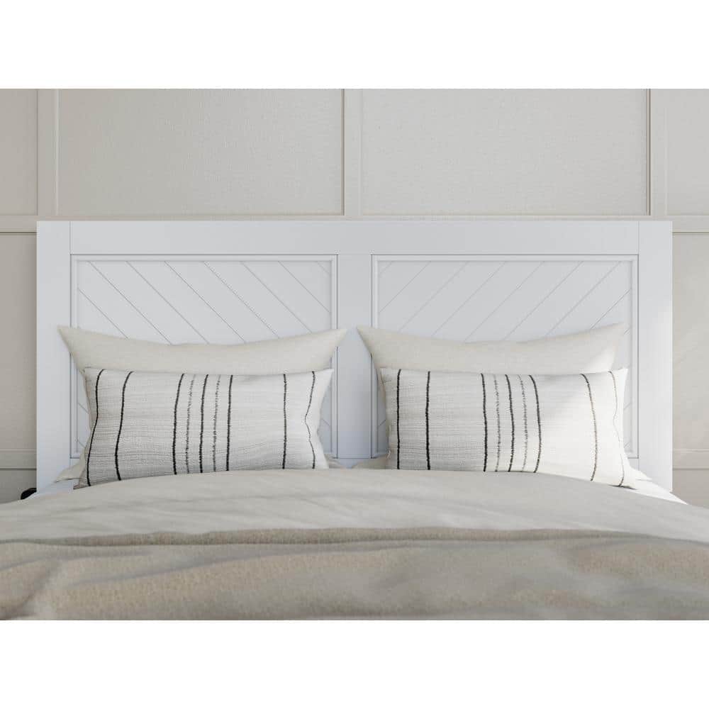 Canyon White Full Wood Platform Bed with Storage Drawers