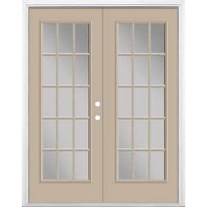 60 in. x 80 in. Canyon View Steel Prehung Left-Hand Inswing 15-Lite Clear Glass Patio Door with Brickmold