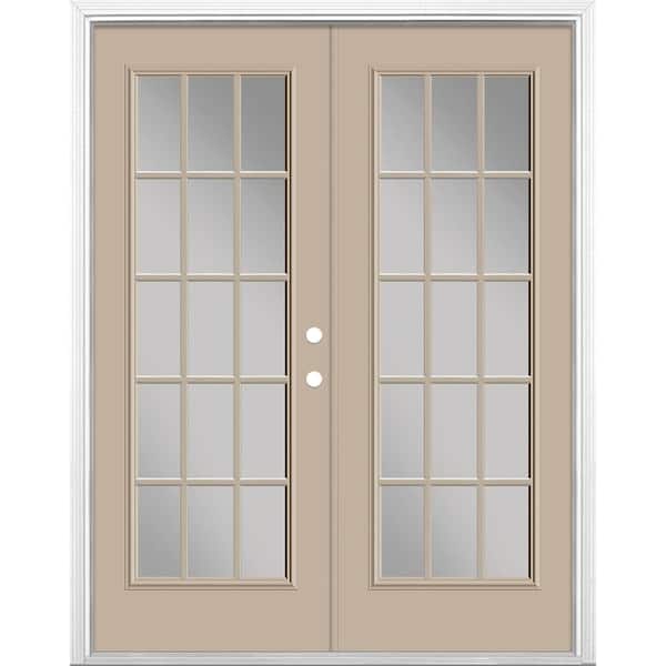 Masonite 60 in. x 80 in. Canyon View Steel Prehung Left-Hand Inswing 15-Lite Clear Glass Patio Door with Brickmold
