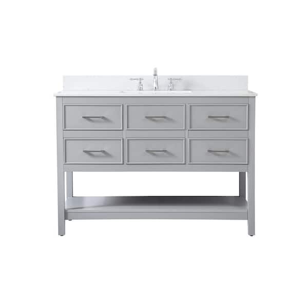 Unbranded Simply Living 48 in. W x 22 in. D x 34 in. H Bath Vanity in Gray with Calacatta White Engineered Marble Top