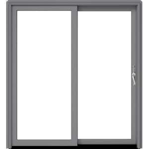 W5500 60 in. x 80 in. Right-Hand Low-E Silver Clad Wood Double Prehung Sliding Patio Door with Dove Interior