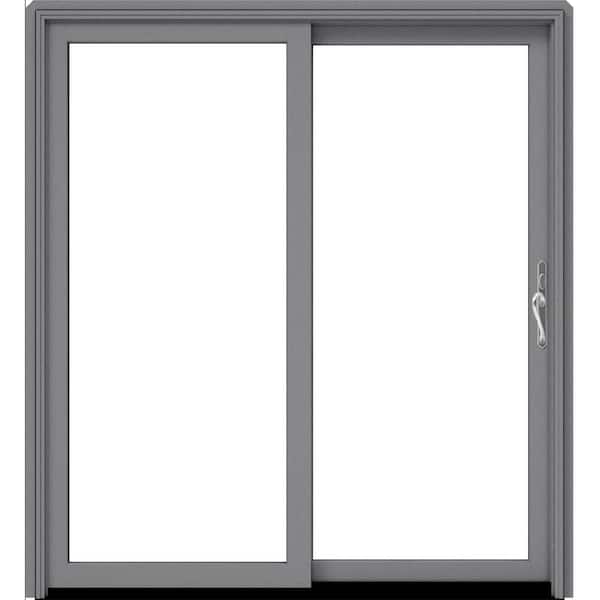 JELD-WEN W5500 60 in. x 80 in. Right-Hand Low-E Silver Clad Wood Double Prehung Sliding Patio Door with Dove Interior